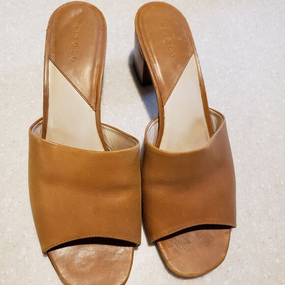 Nisolo Elizabeth Tan Leather Open Toed Heels Size 9 eu 40 - Picture 7 of 7